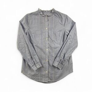 J.Crew Striped Button Down Shirt Womens XXS Blue White Preppy Classic Oxford